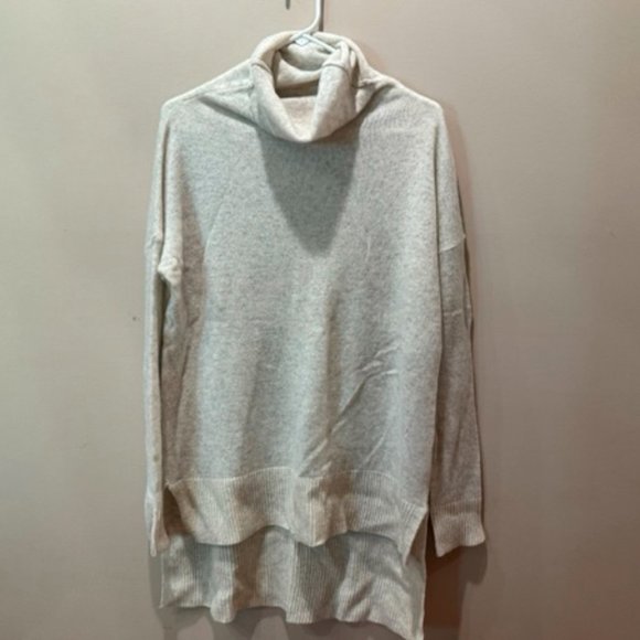 NWT White & Warren Glacier Gray White Funnel Neck 100% Cashmere Medium - Picture 2 of 5